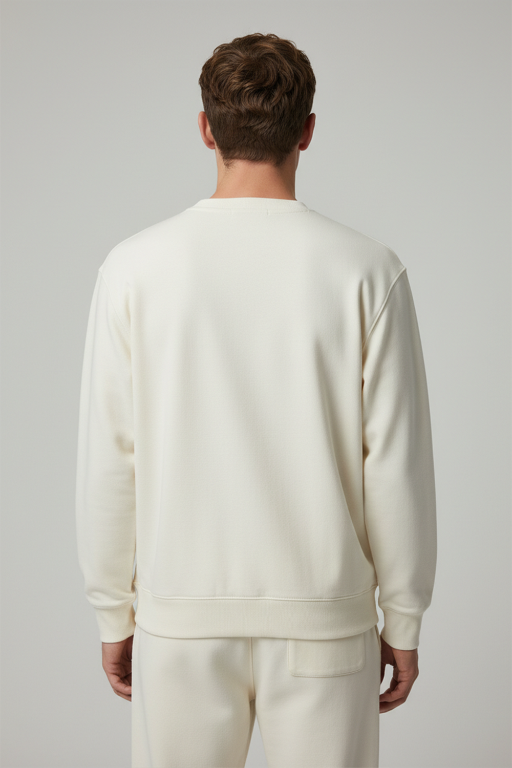 Minimal Drop Shoulder Crewneck Sweatshirt Beige