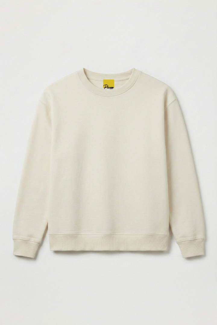Minimal Drop Shoulder Crewneck Sweatshirt Beige