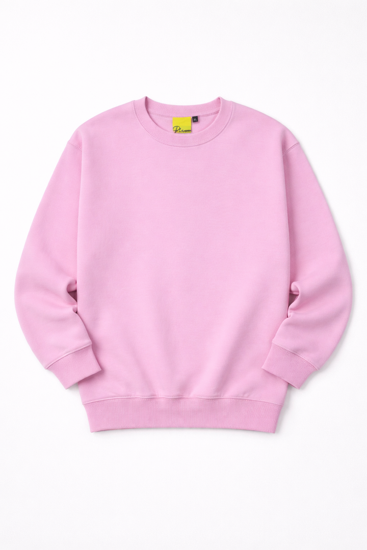 Minimal Drop Shoulder Crewneck Sweatshirt Pink