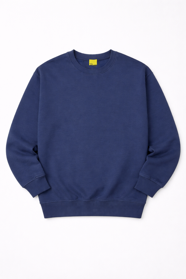 Minimal Drop Shoulder Crewneck Sweatshirt Navy Blue