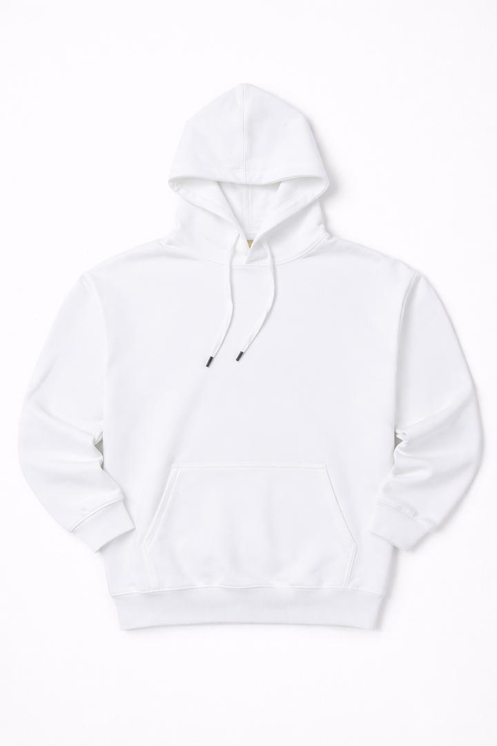 Minimal Style Cotton Hoodie White