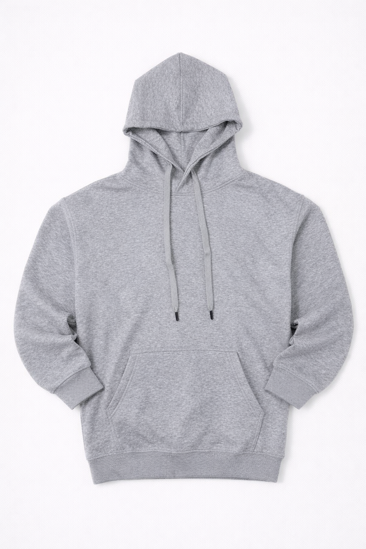Minimal Style Cotton Hoodie Grey