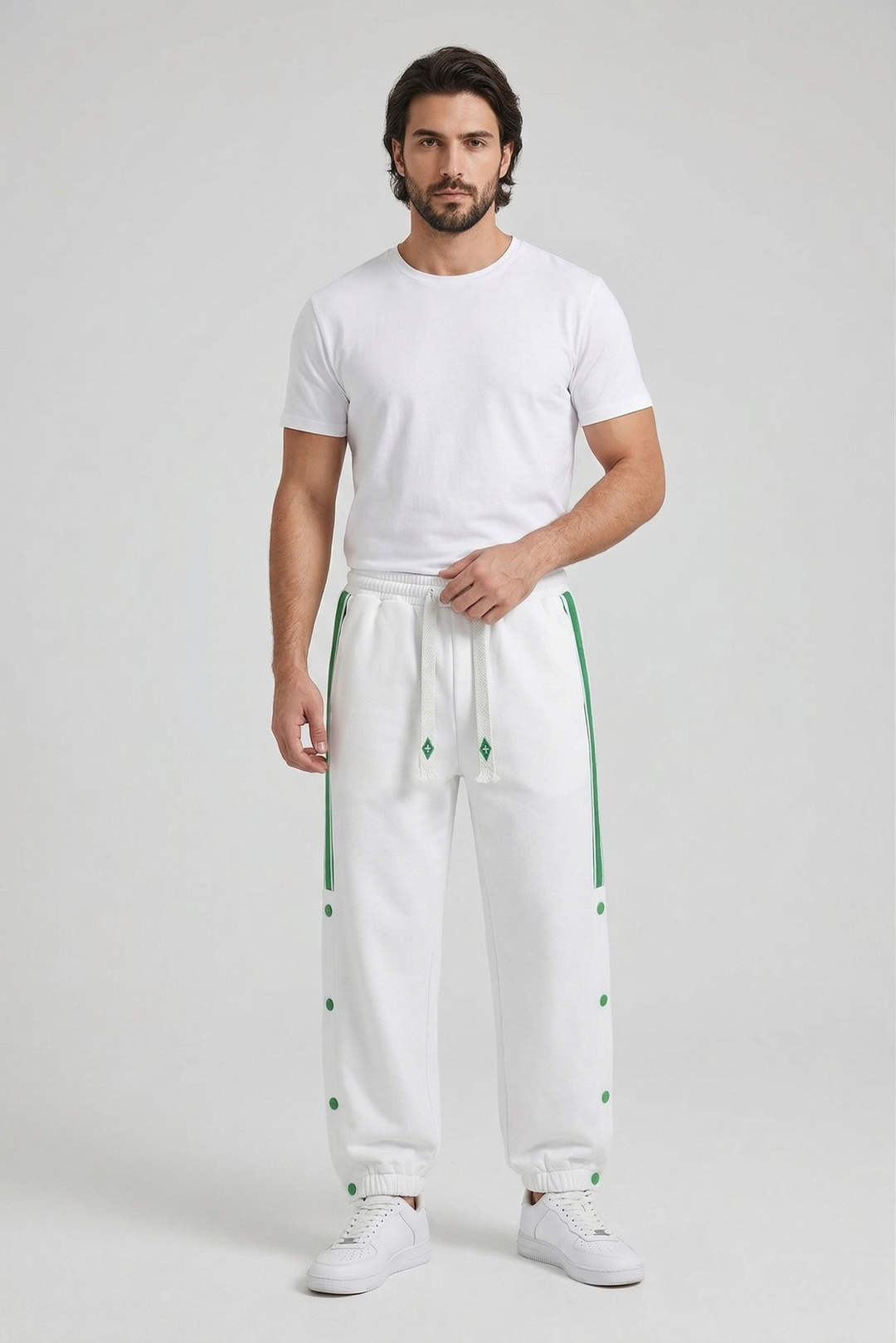 White Trackline Joggers