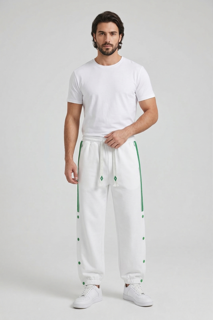 White Trackline Joggers