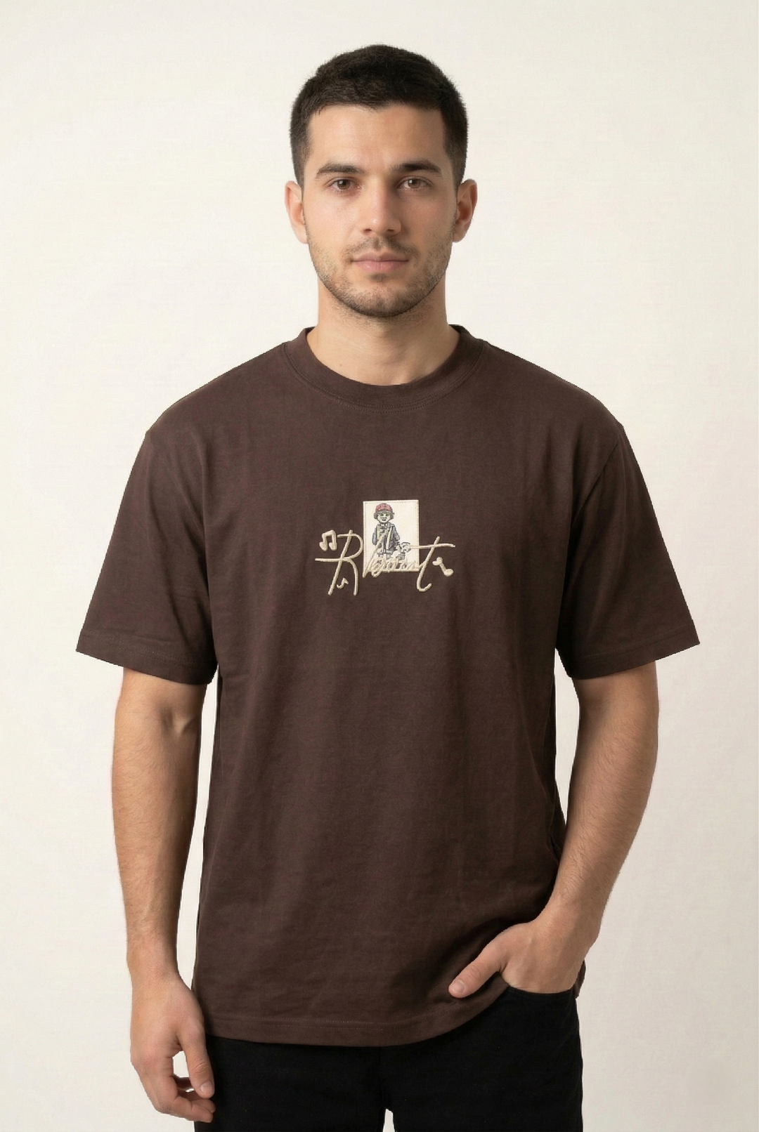 Men’s Round Neck T-Shirt Coffee Brown