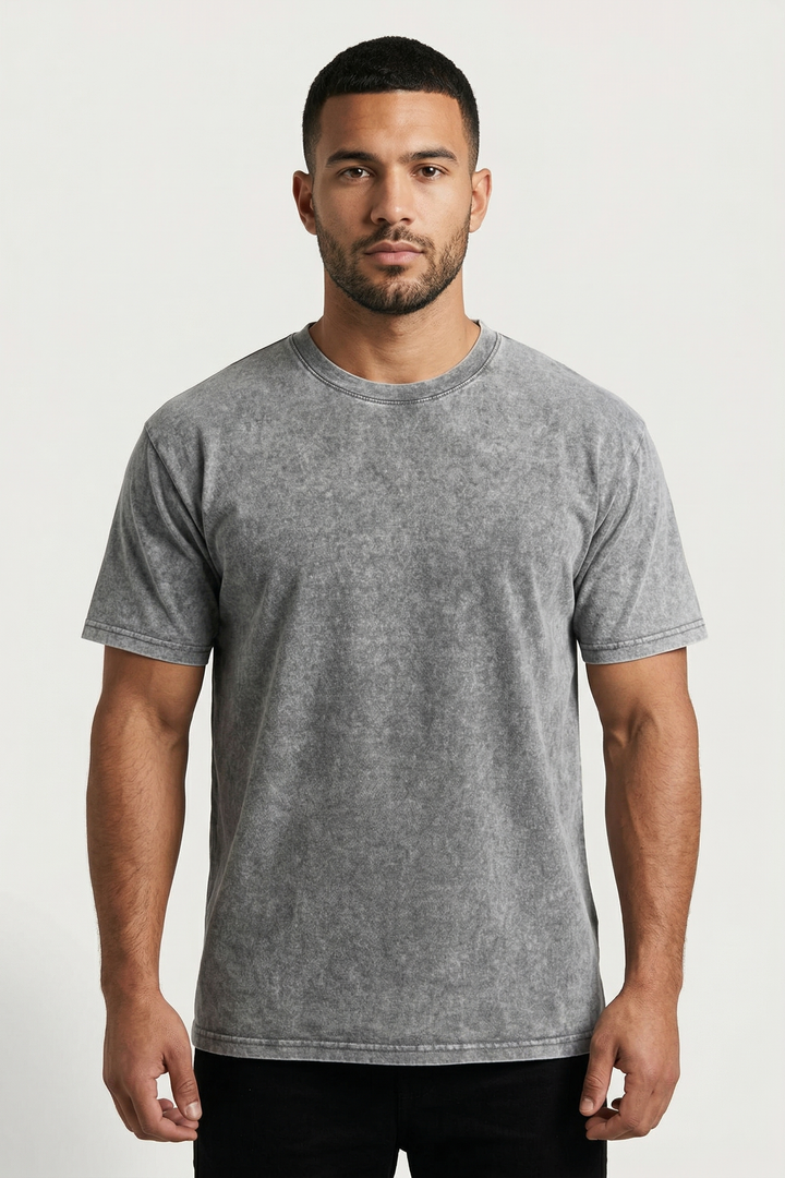 Vintage Wash Essential T-Shirt – White Grey