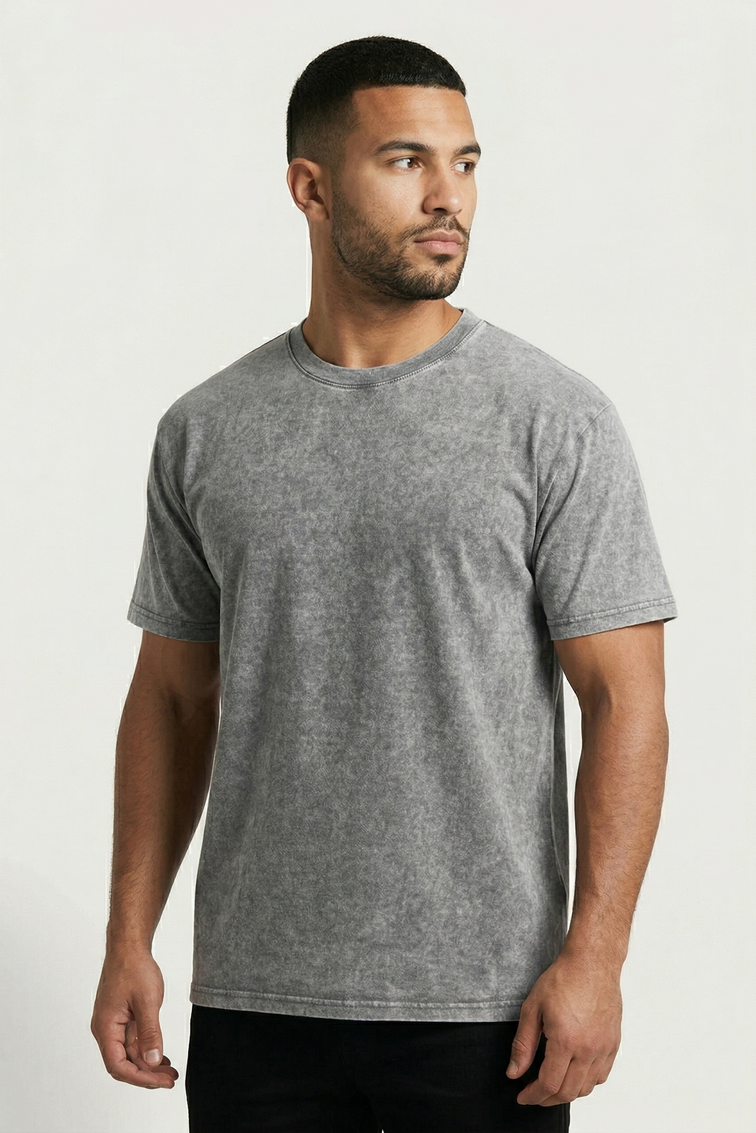 Vintage Wash Essential T-Shirt – White Grey