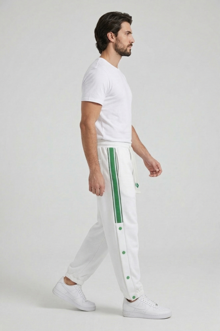 White Trackline Joggers