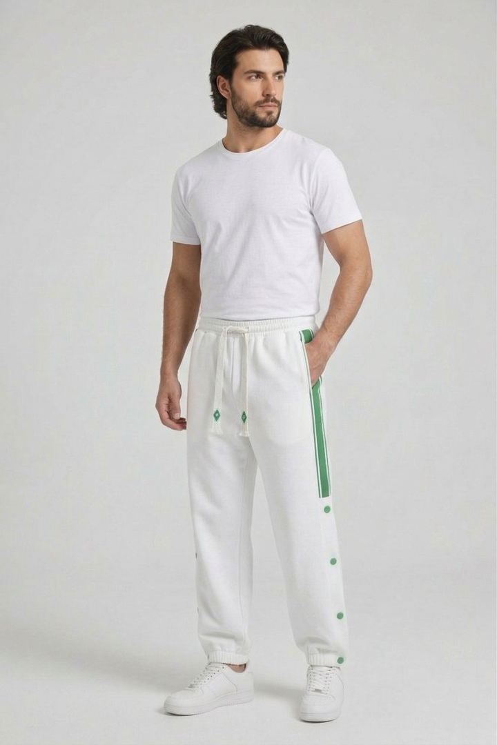 White Trackline Joggers