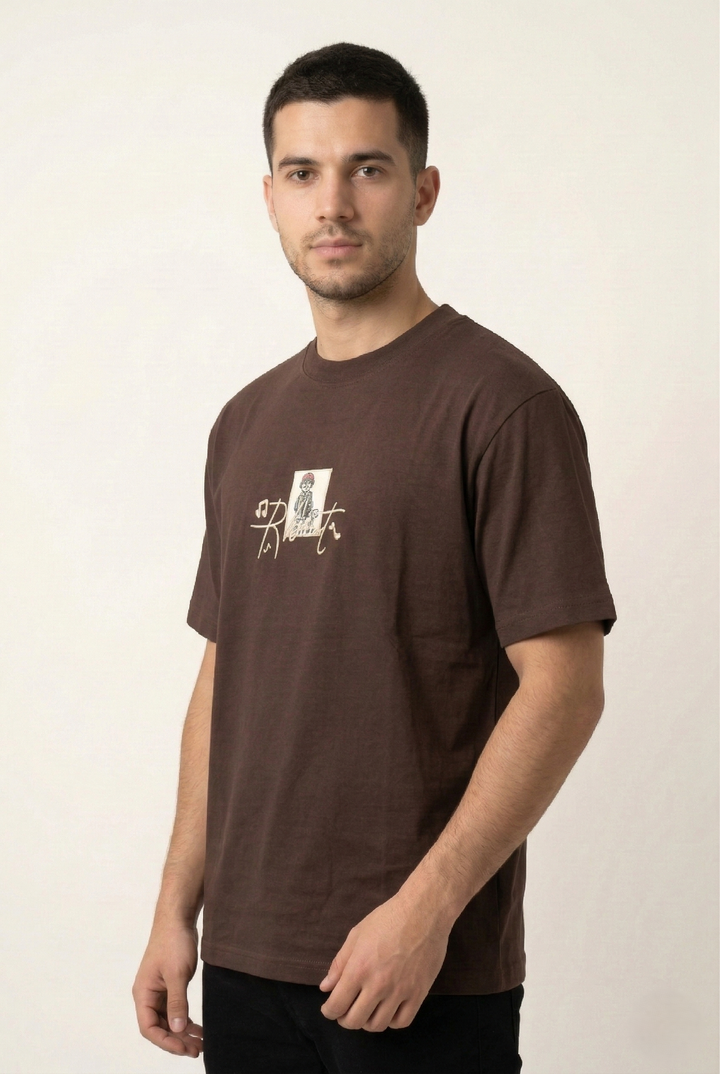 Men’s Round Neck T-Shirt Coffee Brown