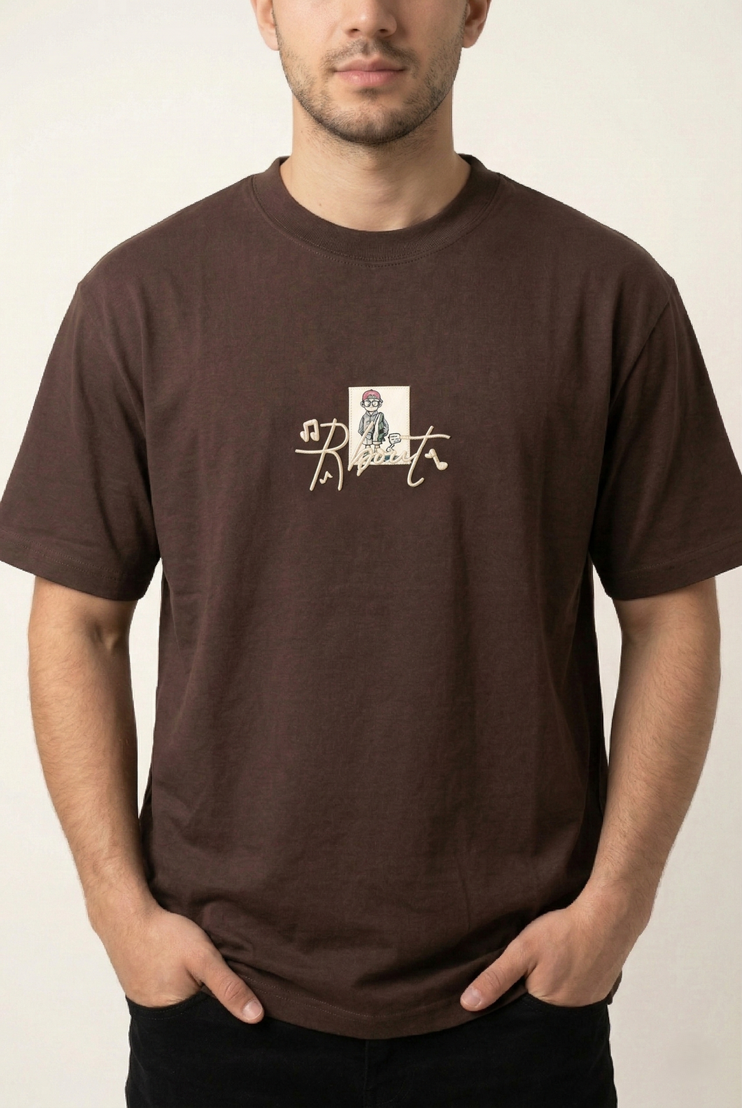 Men’s Round Neck T-Shirt Coffee Brown