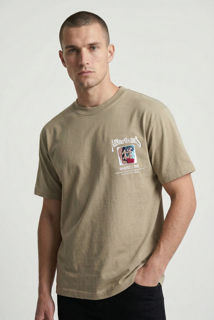 Men’s Round Neck T-shirt Cream