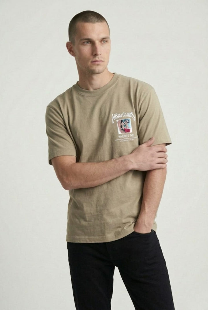 Men’s Round Neck T-shirt Cream