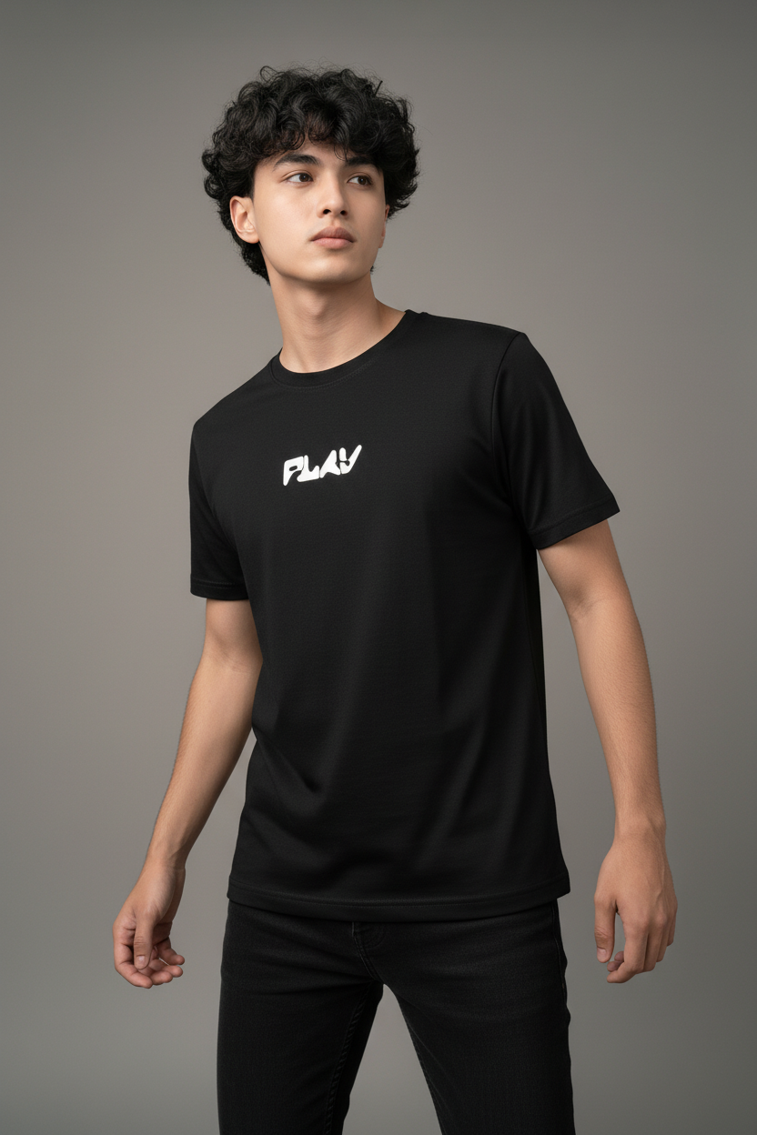 Men’s round neck t-shirt Dark Black