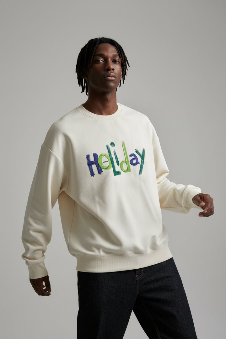 Men's crew neck sweatshirt Beige