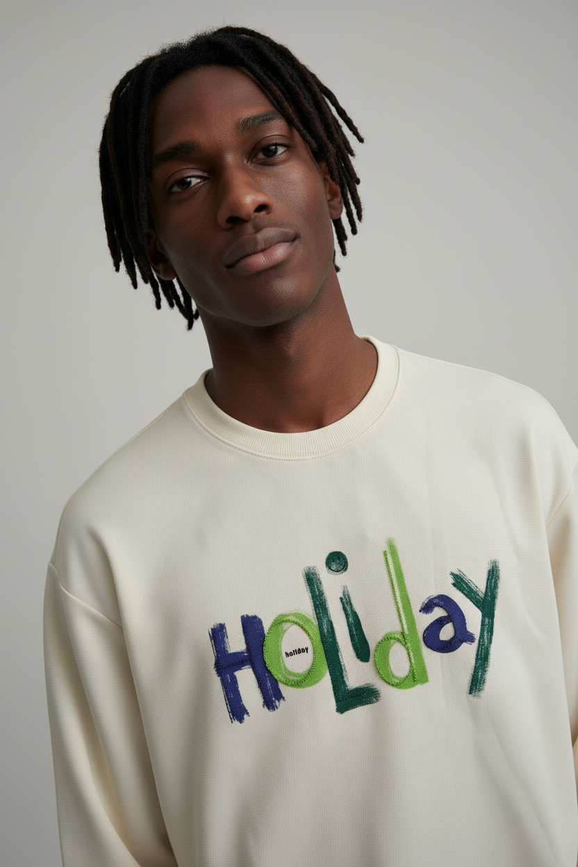 Men's crew neck sweatshirt Beige