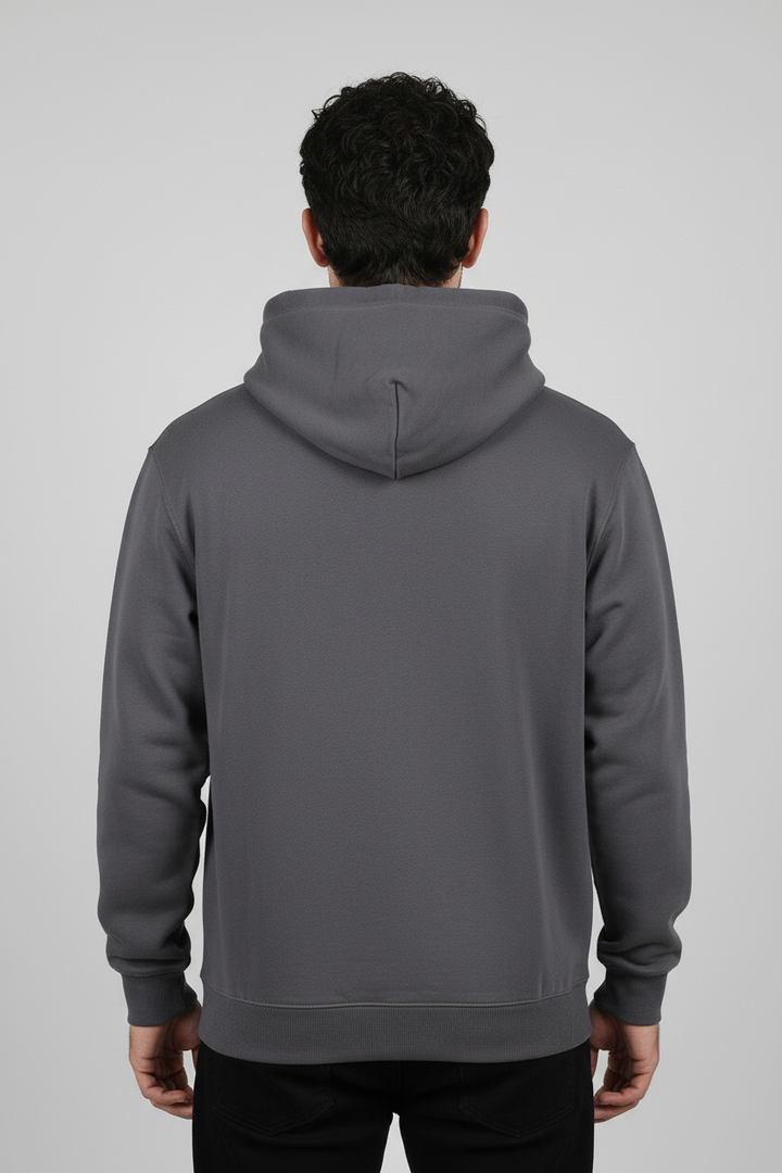 Minimal Style Cotton Hoodie Dark Grey
