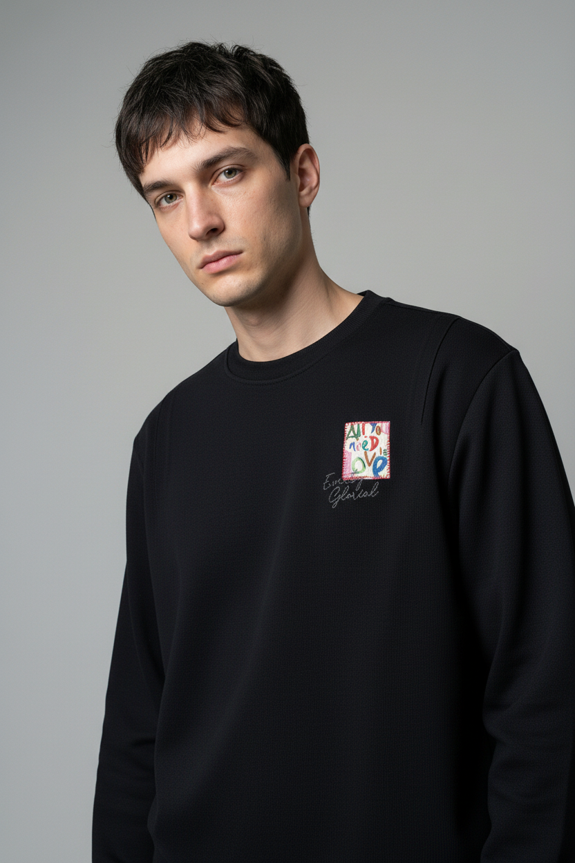 Men's crew neck sweatshirt Black