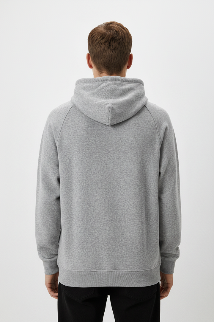 Minimal Style Cotton Hoodie Grey