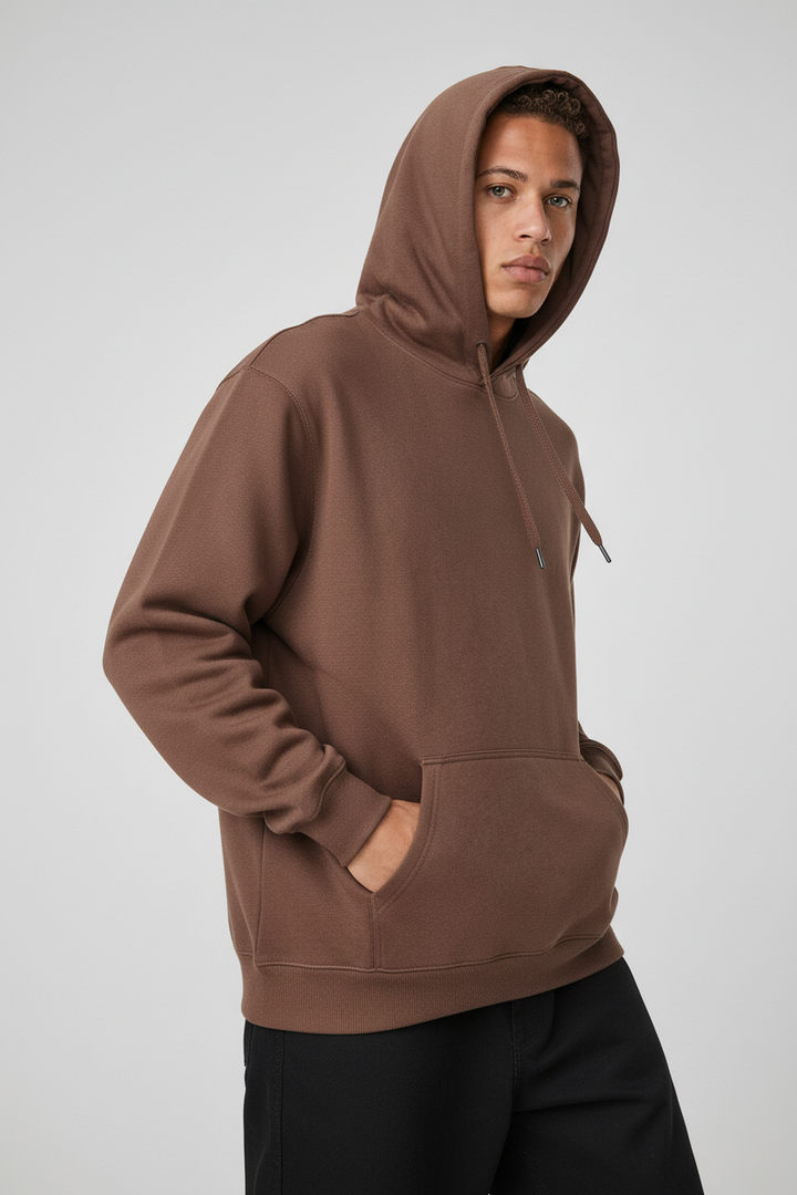 Minimal Style Cotton Hoodie Curry