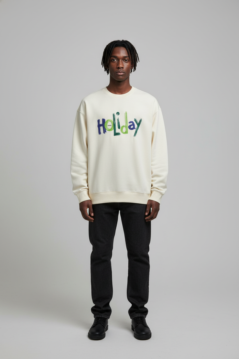 Men's crew neck sweatshirt Beige