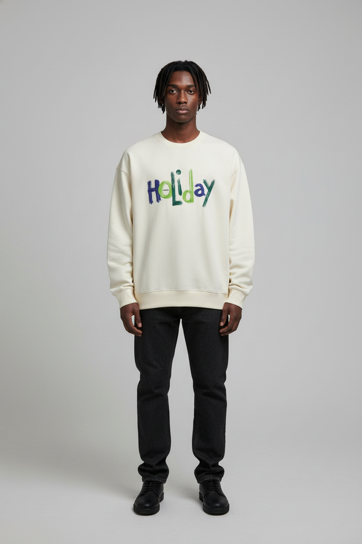 Men's crew neck sweatshirt Beige