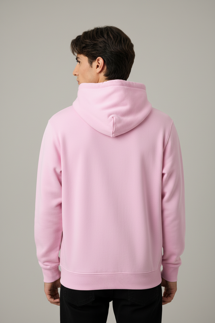 Minimal Style Cotton Hoodie Curry Pink