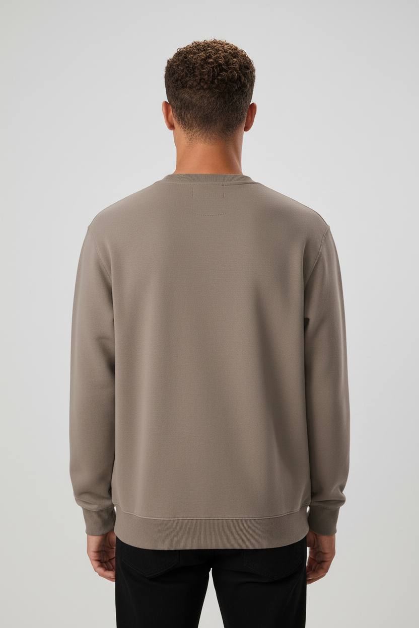 Minimal Drop Shoulder Crewneck Sweatshirt Khaki