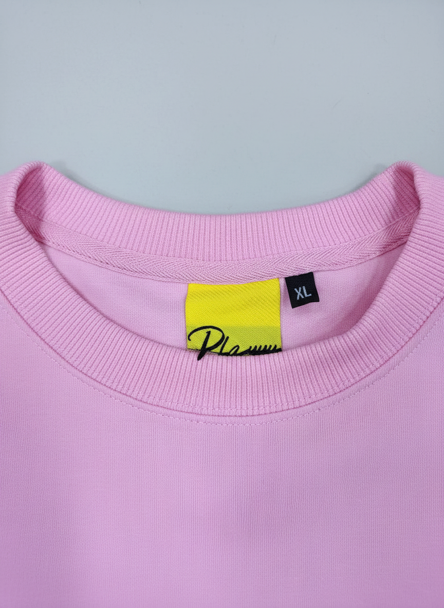 Minimal Drop Shoulder Crewneck Sweatshirt Pink
