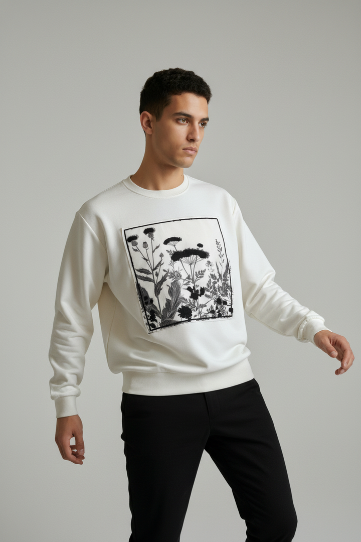Men's crew neck sweatshirt White