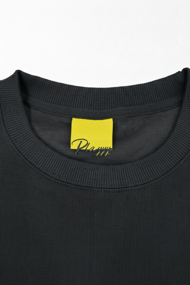 Minimal Drop Shoulder Crewneck Sweatshirt Black