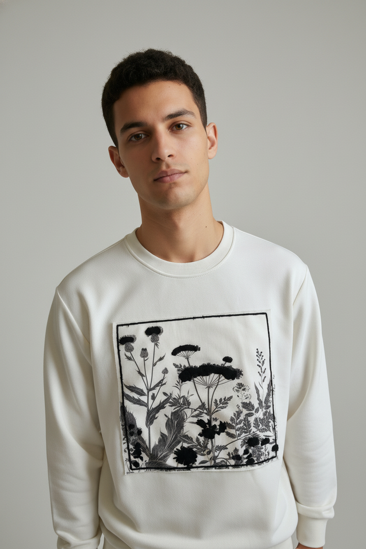 Men's crew neck sweatshirt White