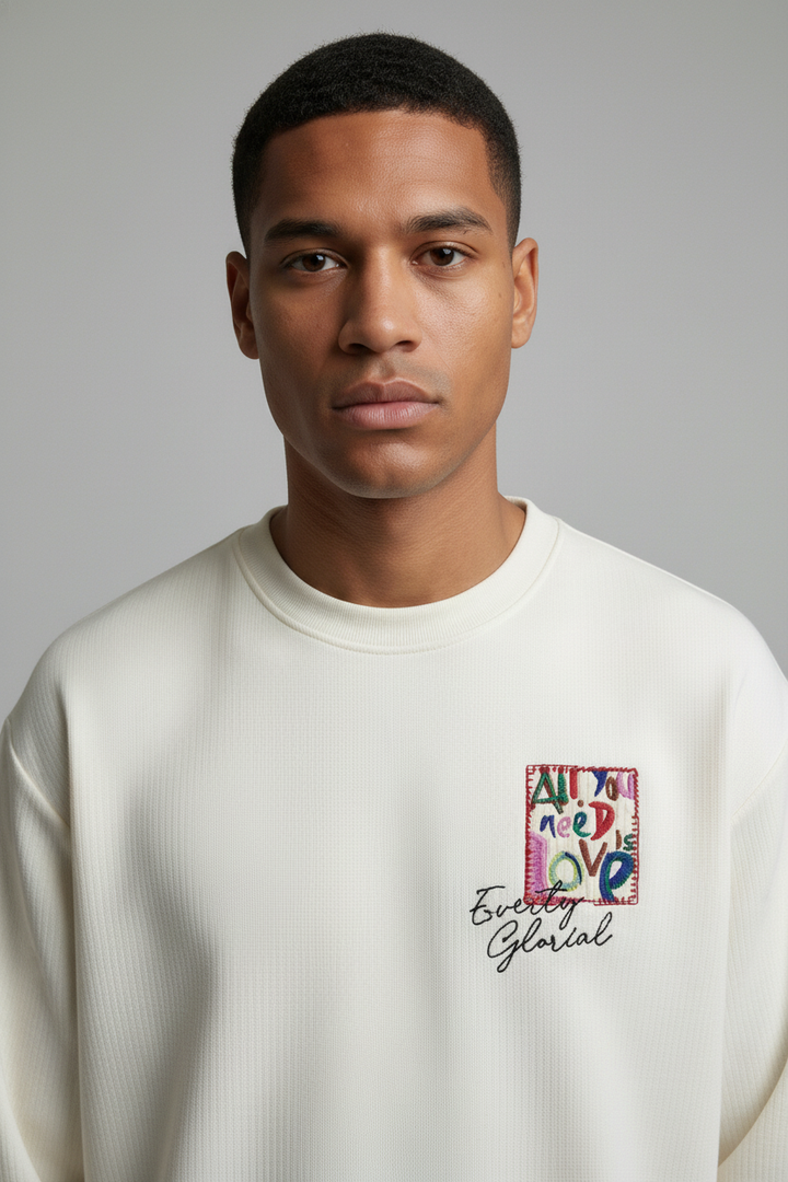 Men's crew neck sweatshirt White