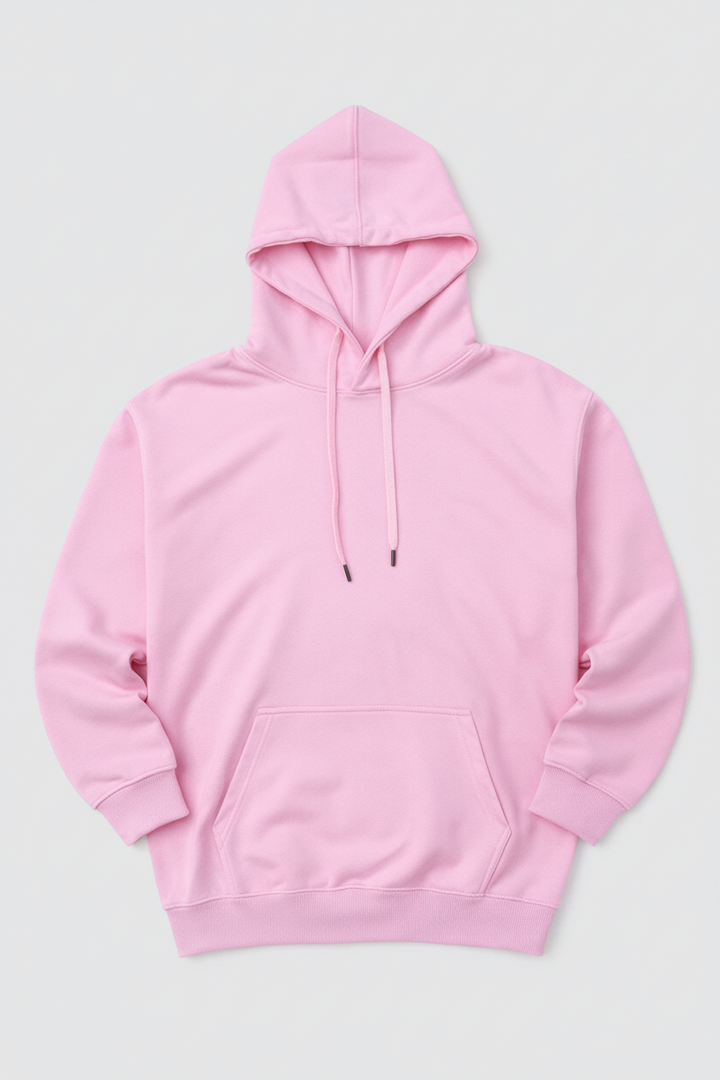 Minimal Style Cotton Hoodie Curry Pink