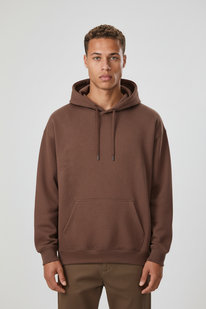 Minimal Style Cotton Hoodie Curry