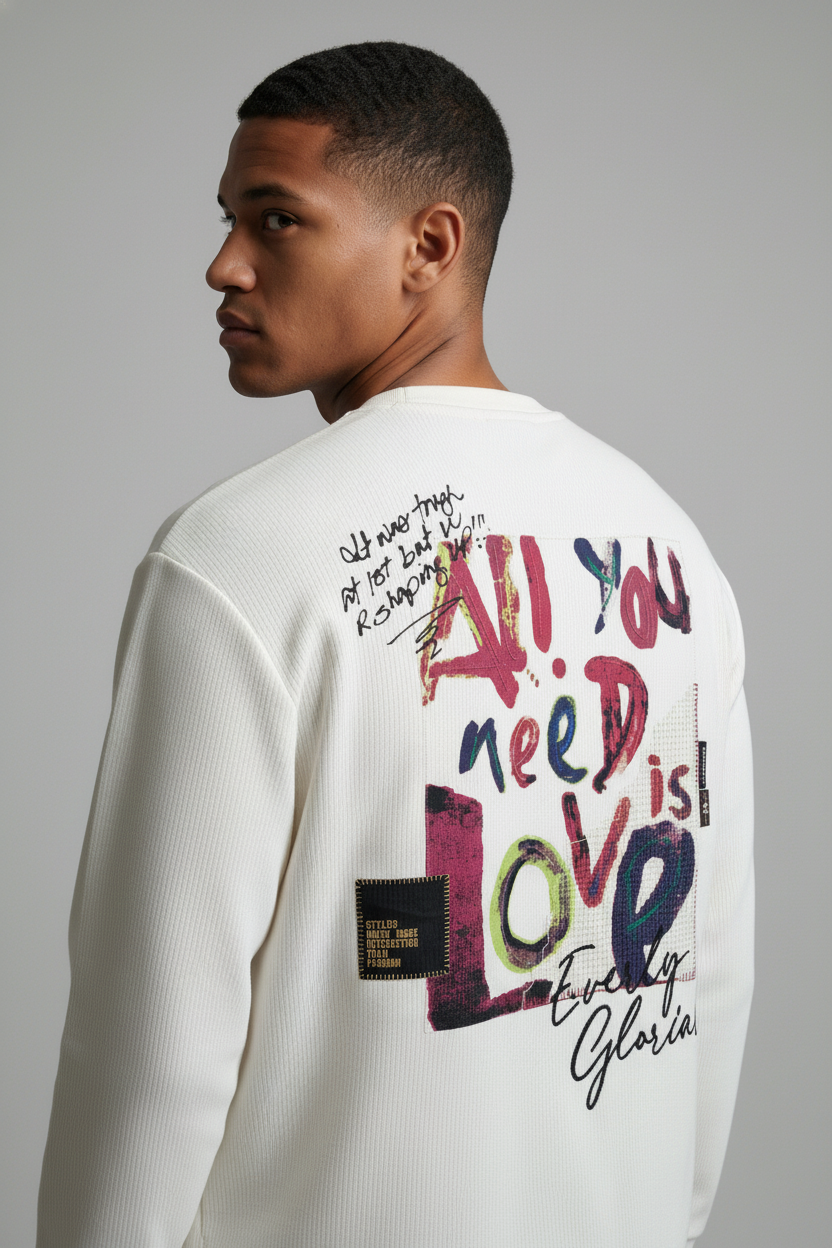 Men's crew neck sweatshirt White