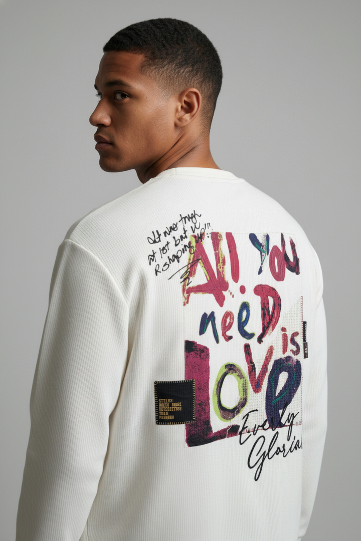 Men's crew neck sweatshirt White