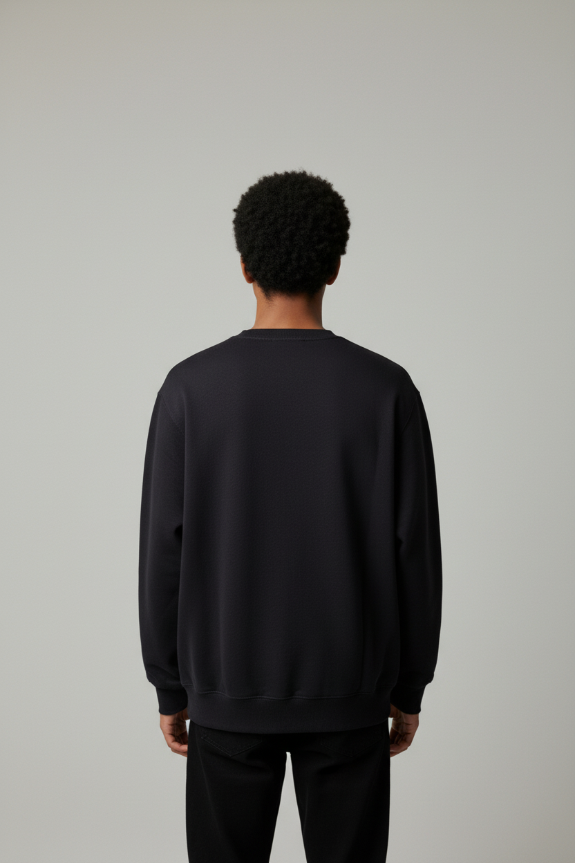 Minimal Drop Shoulder Crewneck Sweatshirt Black