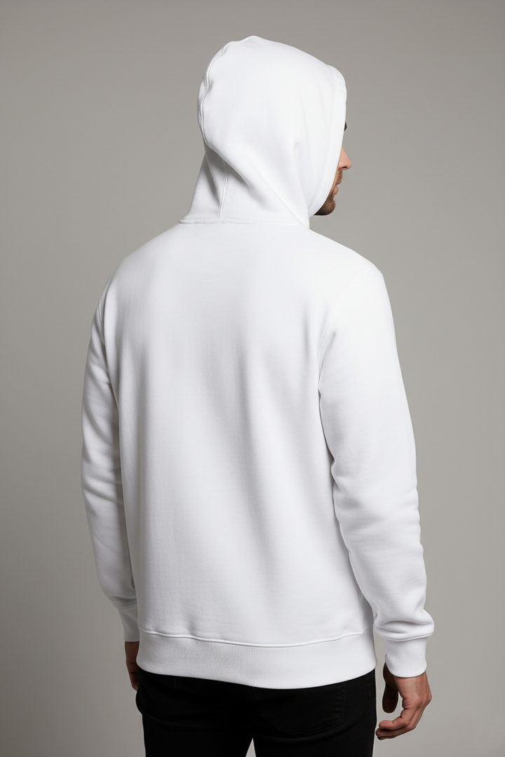 Minimal Style Cotton Hoodie White