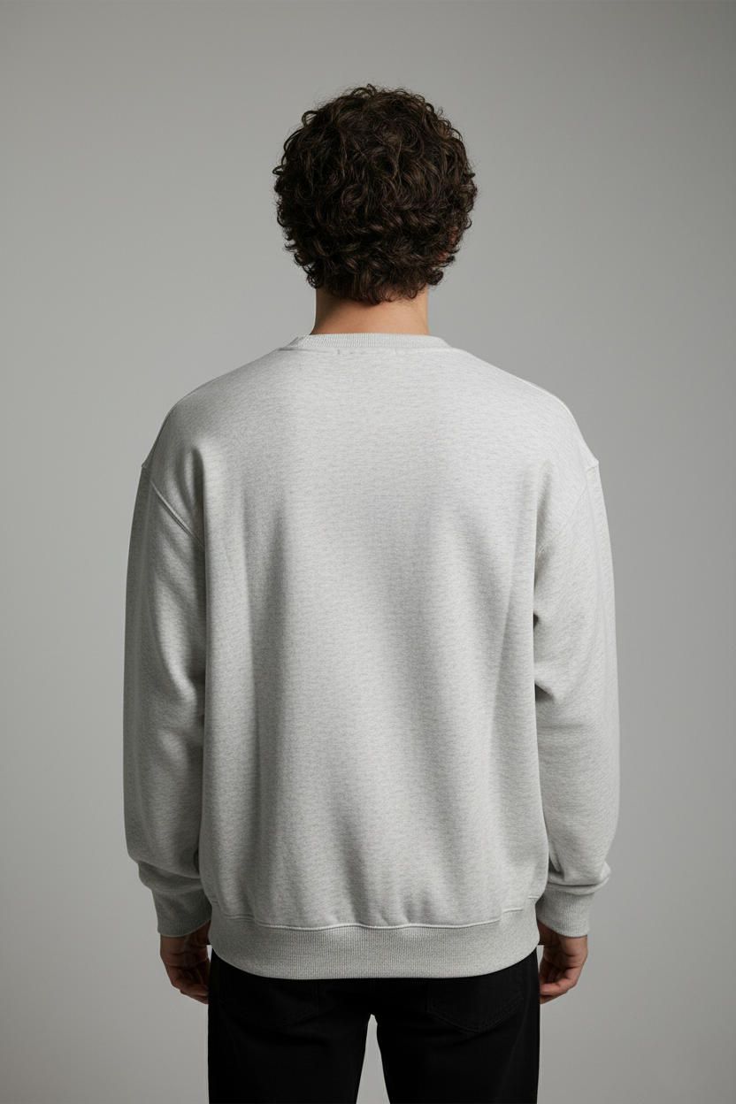 Minimal Drop Shoulder Crewneck Sweatshirt Grey