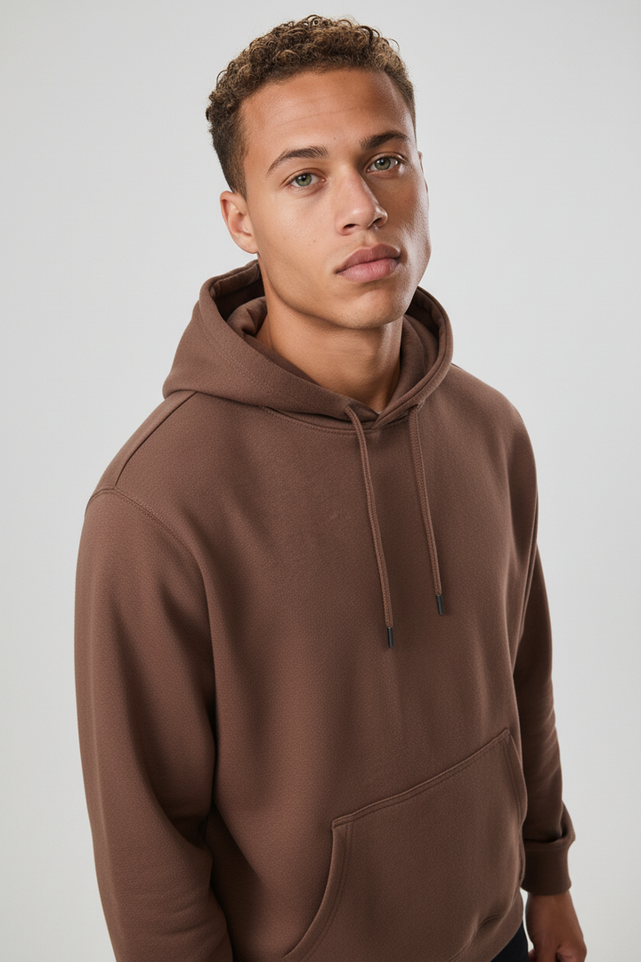 Minimal Style Cotton Hoodie Curry