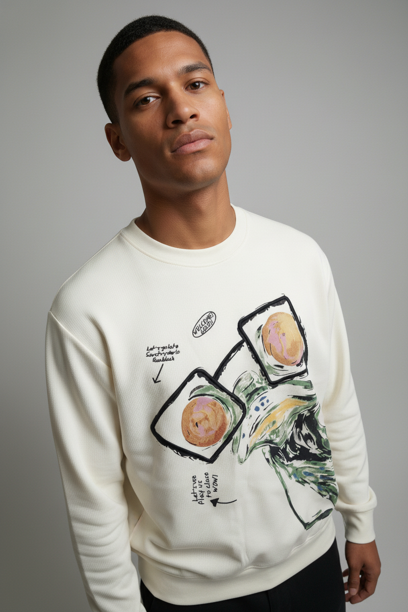 Men's crew neck sweatshirt White