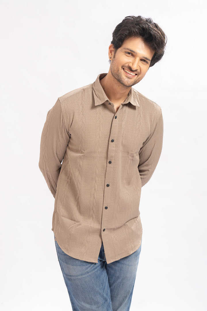 Blendin Jacquard Brown Shirts