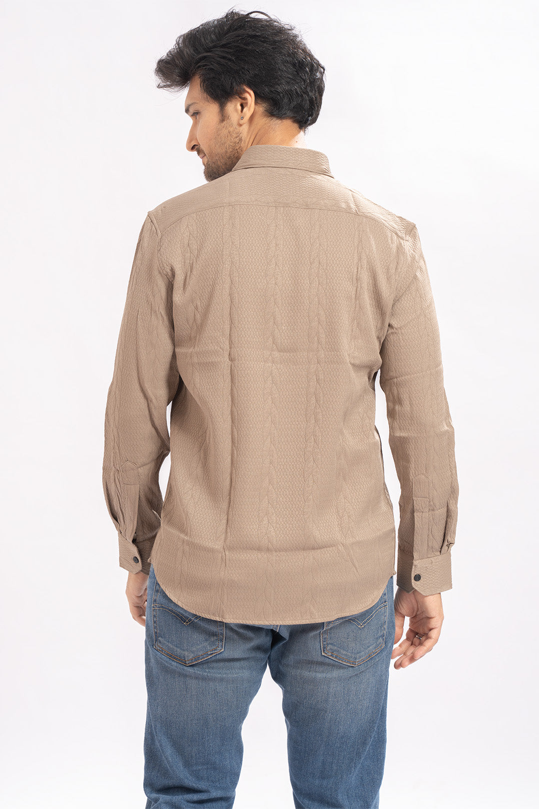 Blendin Jacquard Brown Shirts