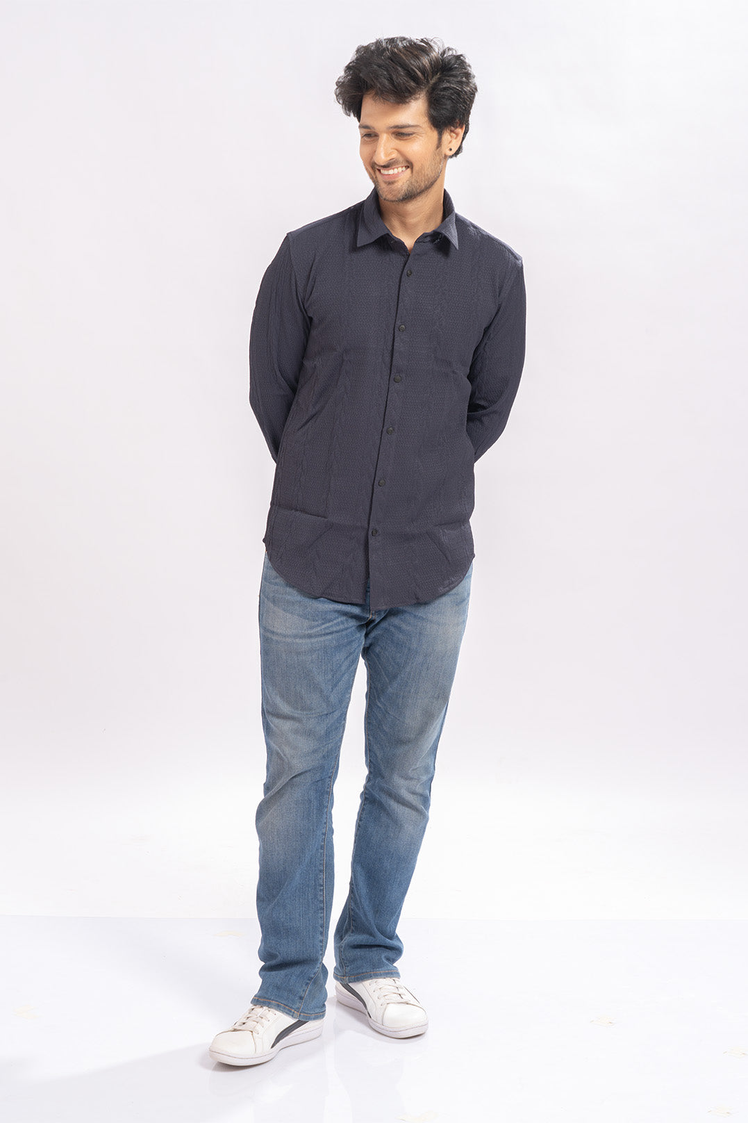 Blendin Jacquard Blue Shirts