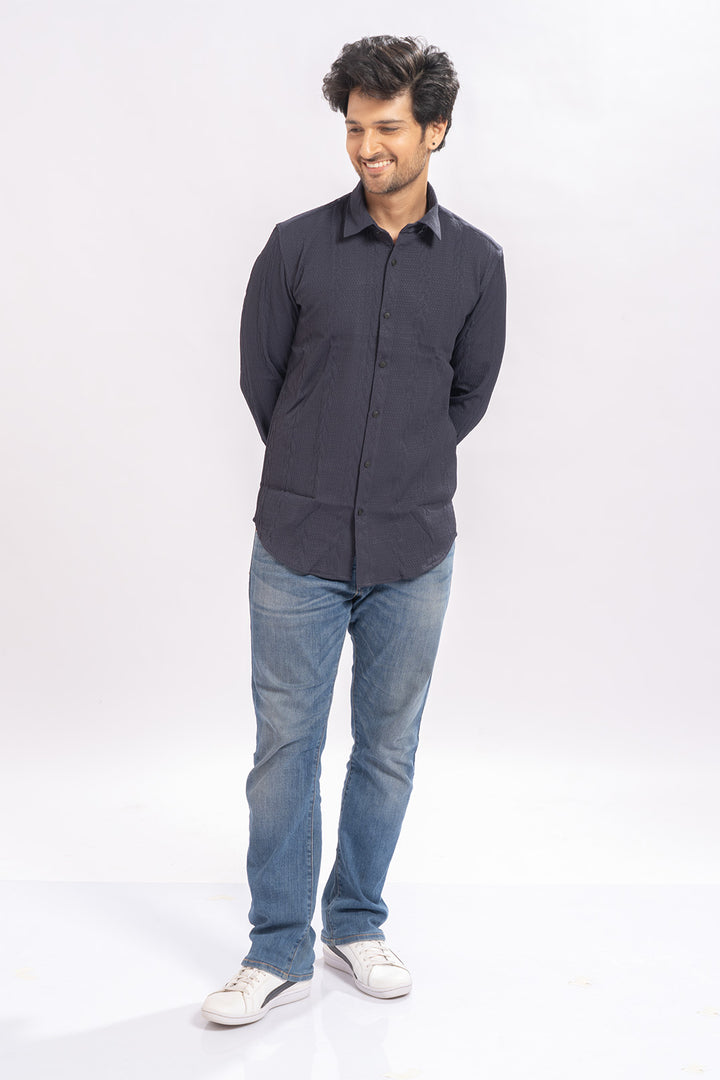 Blendin Jacquard Blue Shirts