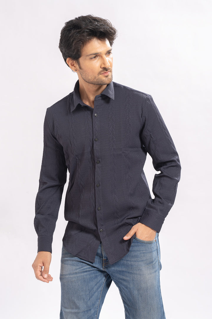 Blendin Jacquard Blue Shirts
