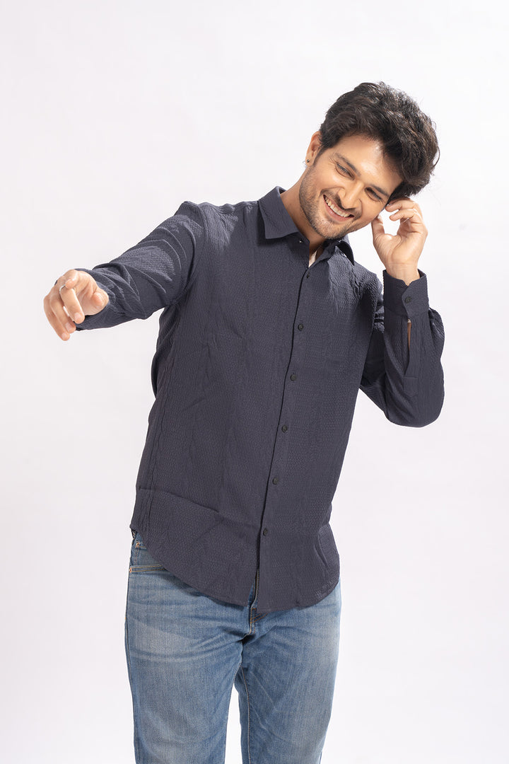 Blendin Jacquard Blue Shirts