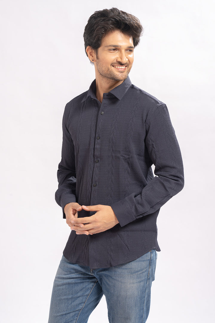 Blendin Jacquard Blue Shirts