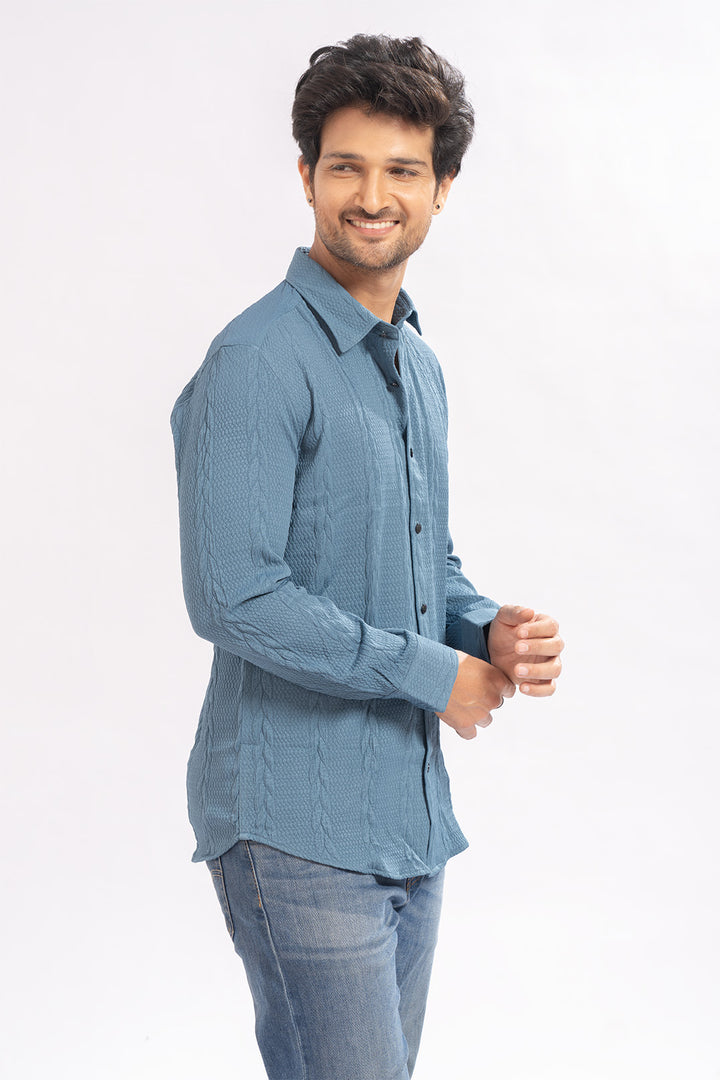 Blendin Jacquard Sky Blue Shirts
